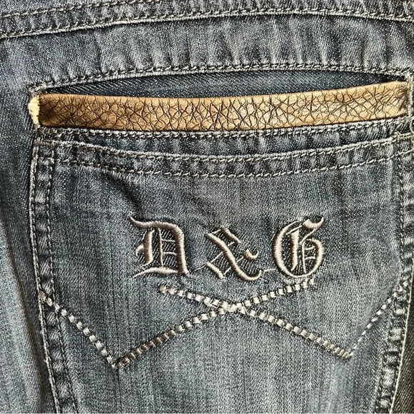 GF Ferre blue denim Y2K baggy printed denim pants size 34